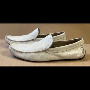 Salvatore Ferragamo white pebble leather drivers perfect weekend in palm beach